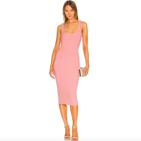 superdown | Dresses | Nwt Superdown Gail Tank Dress In Pink Size L Midi Ribbed  Jersey Knit Cut Out | Poshmark